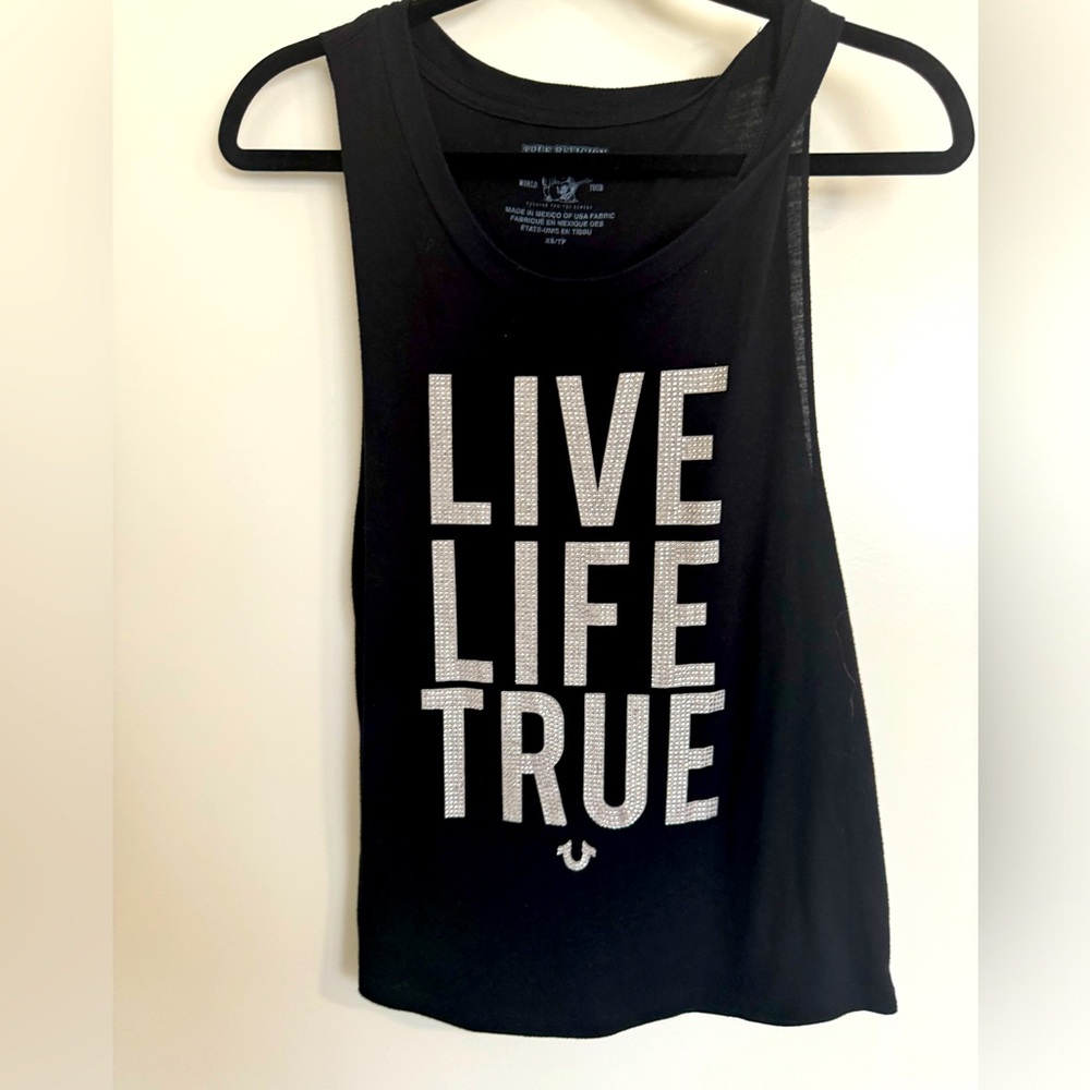 True religion tank top with rhinestone letter size small